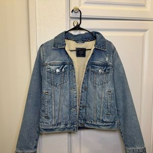 Abercrombie and Fitch Denim Jacket w/ Sherpa Lining and Faux Fur Collar